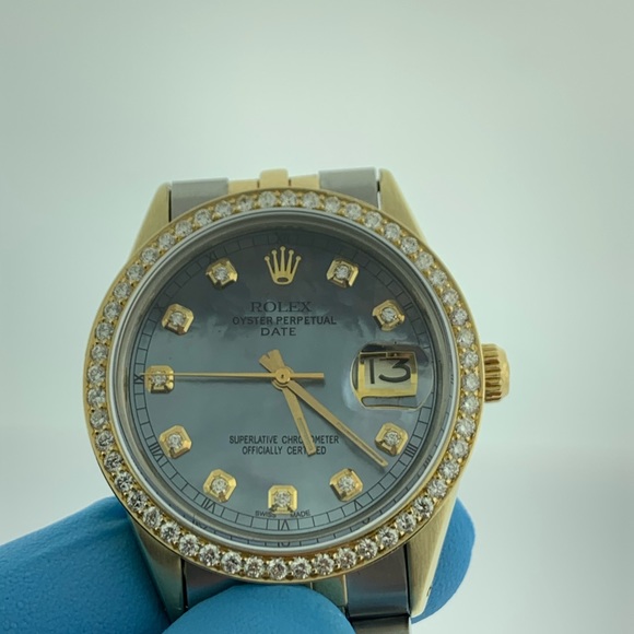 ROLEX OYSTER PERPETUALDATE 10K GOLD APPROX 1CT DB - Picture 4 of 10